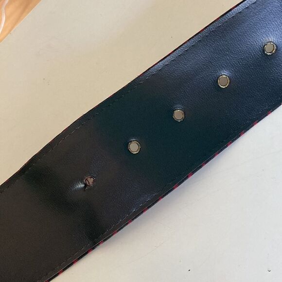 Talbots Womens 12 Vintage 1980’s Midi Houndstooth Check Red & Black Belted Dress - Picture 15 of 15